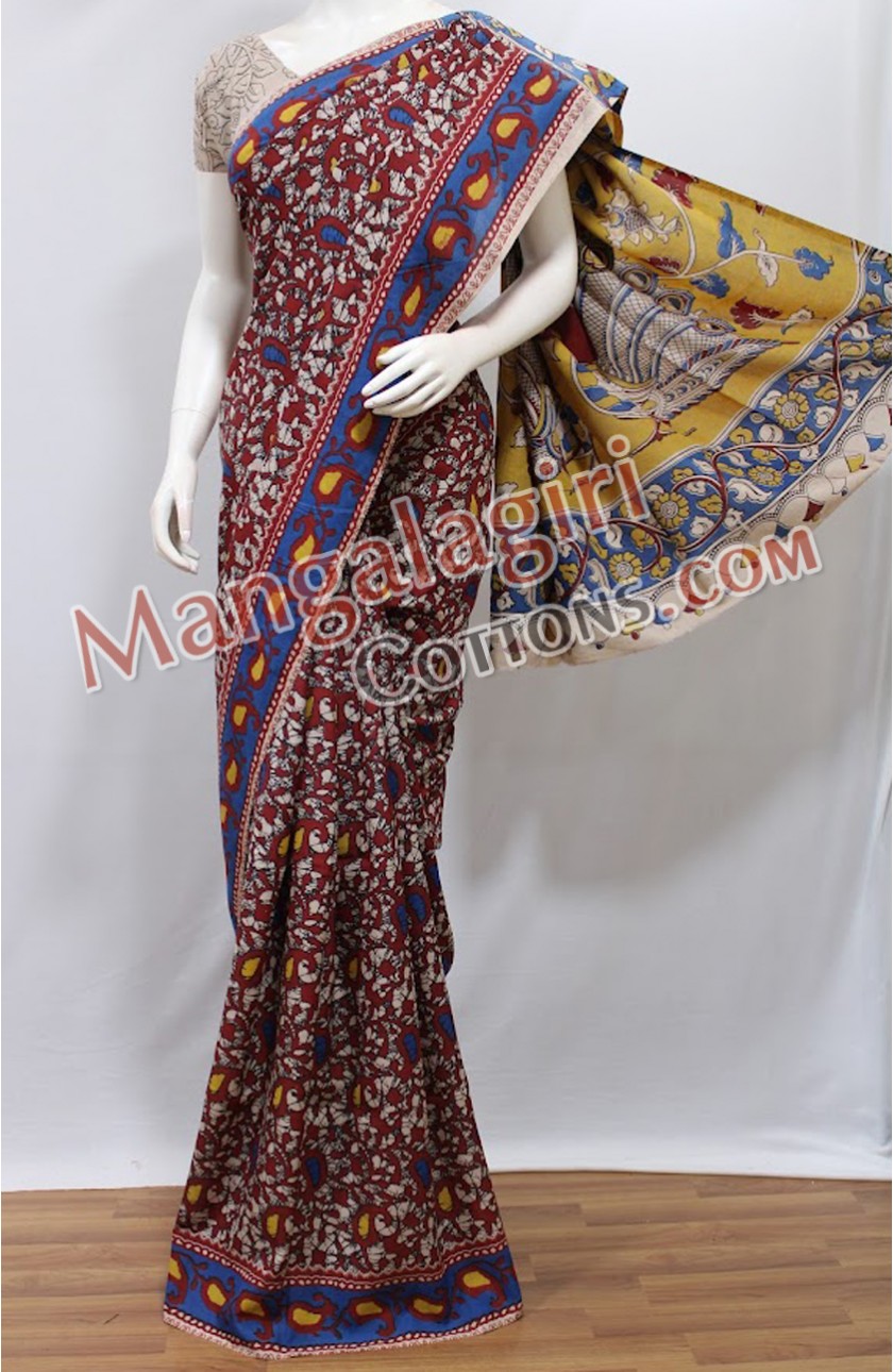 Mangalagiri Cotton Saree - Blue main image 1